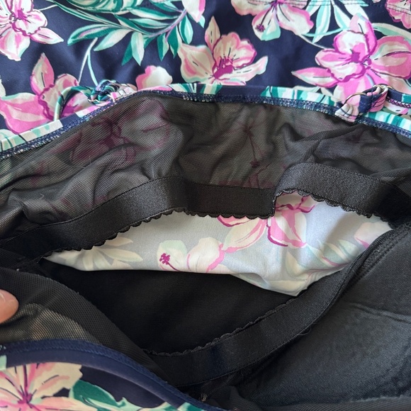 Krista Women's Large Dark Floral Tankini Swim‎ Top Spaghetti Straps Multicolor - Picture 9 of 15